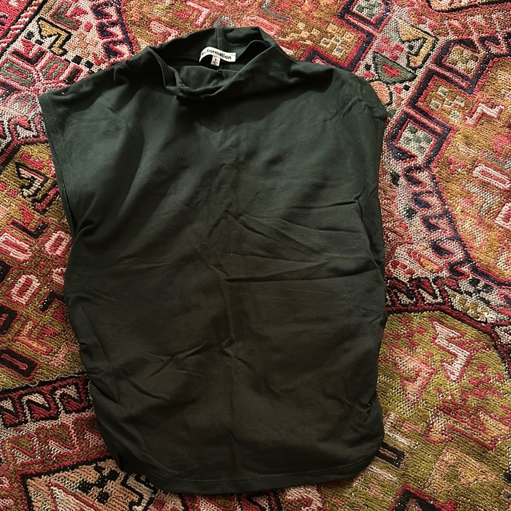 Reformation Green Cowl Neck Top
